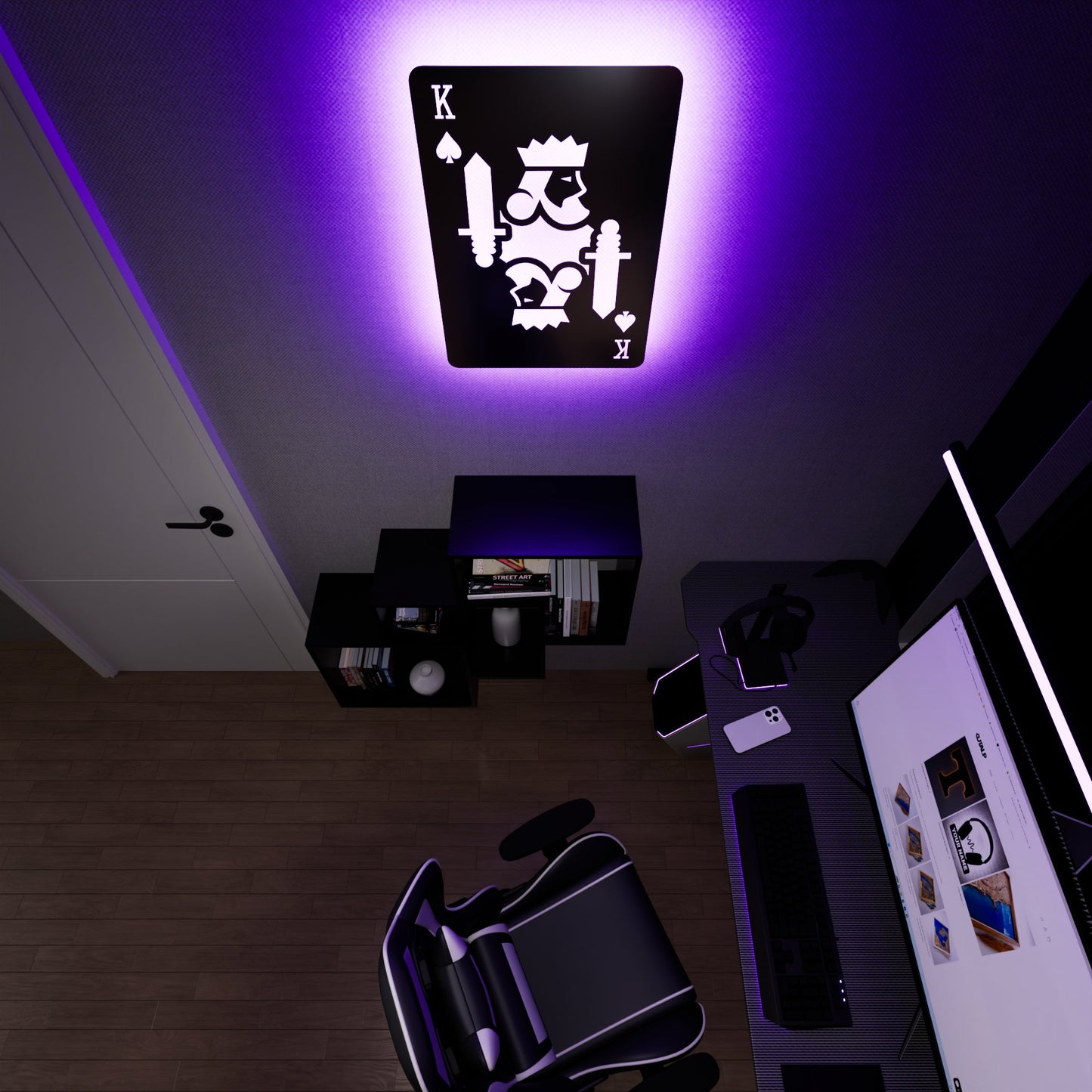 King of Spades RGB Led Wall Sign: Playing Cards - Kutalp