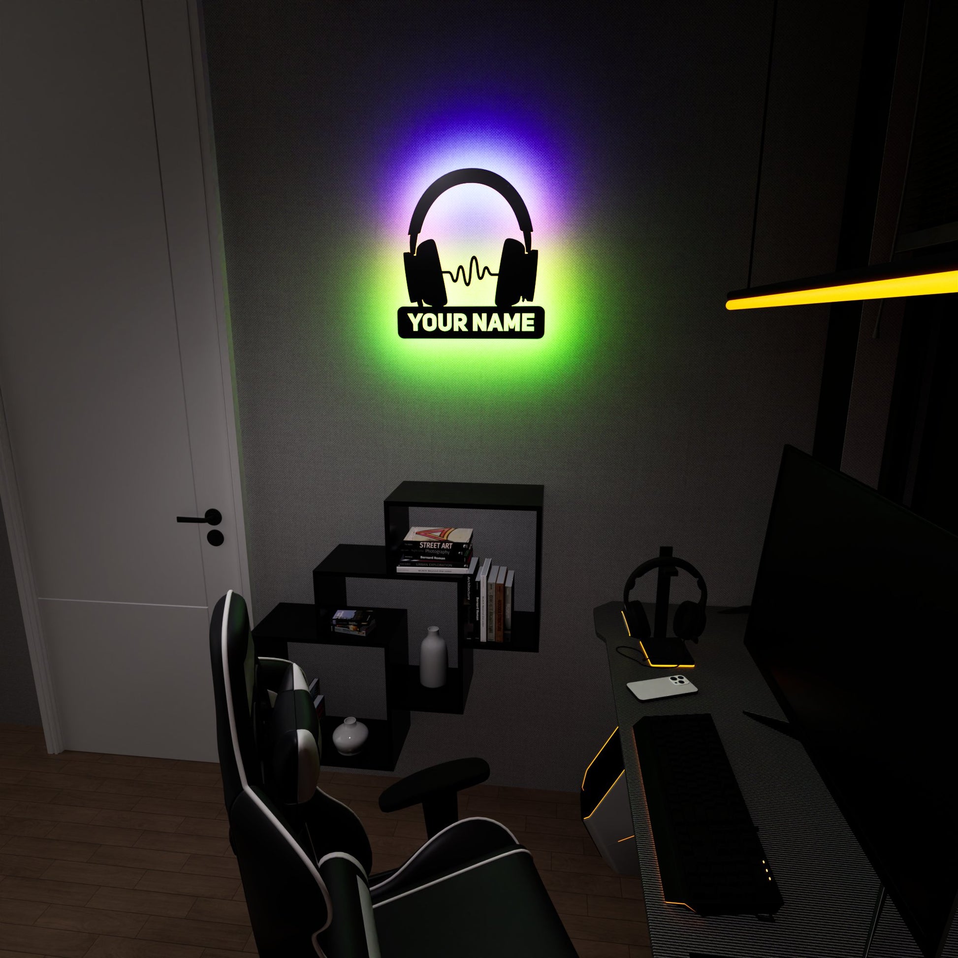 Microsoft Xbox Headset Wave RGB Led Wall Sign Personalized - Kutalp