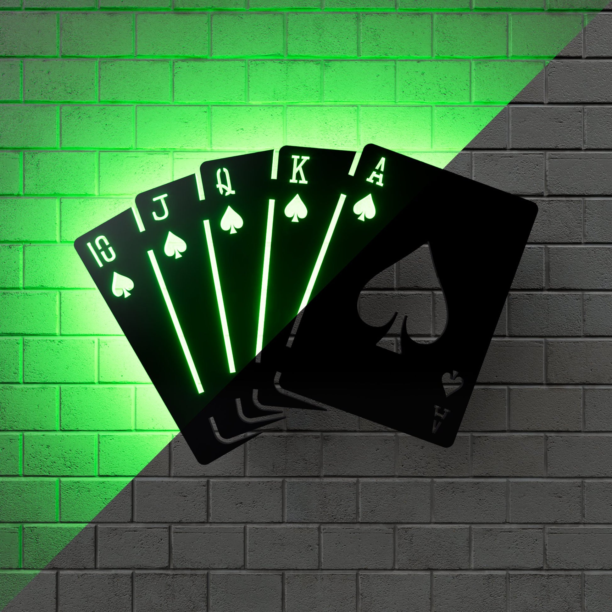 Spades Royal Flush RGB Led Wall Sign: Poker - Kutalp