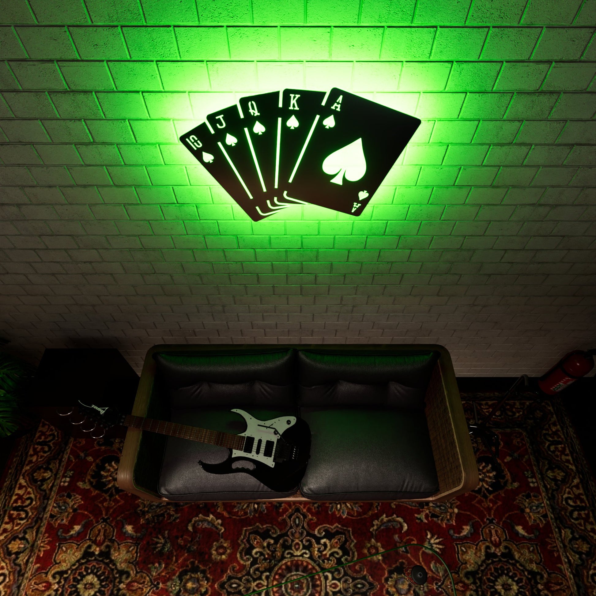 Spades Royal Flush RGB Led Wall Sign: Poker - Kutalp