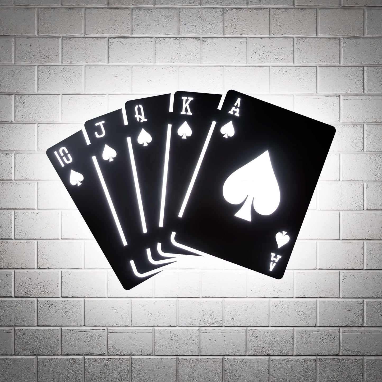 Spades Royal Flush RGB Led Wall Sign: Poker - Kutalp