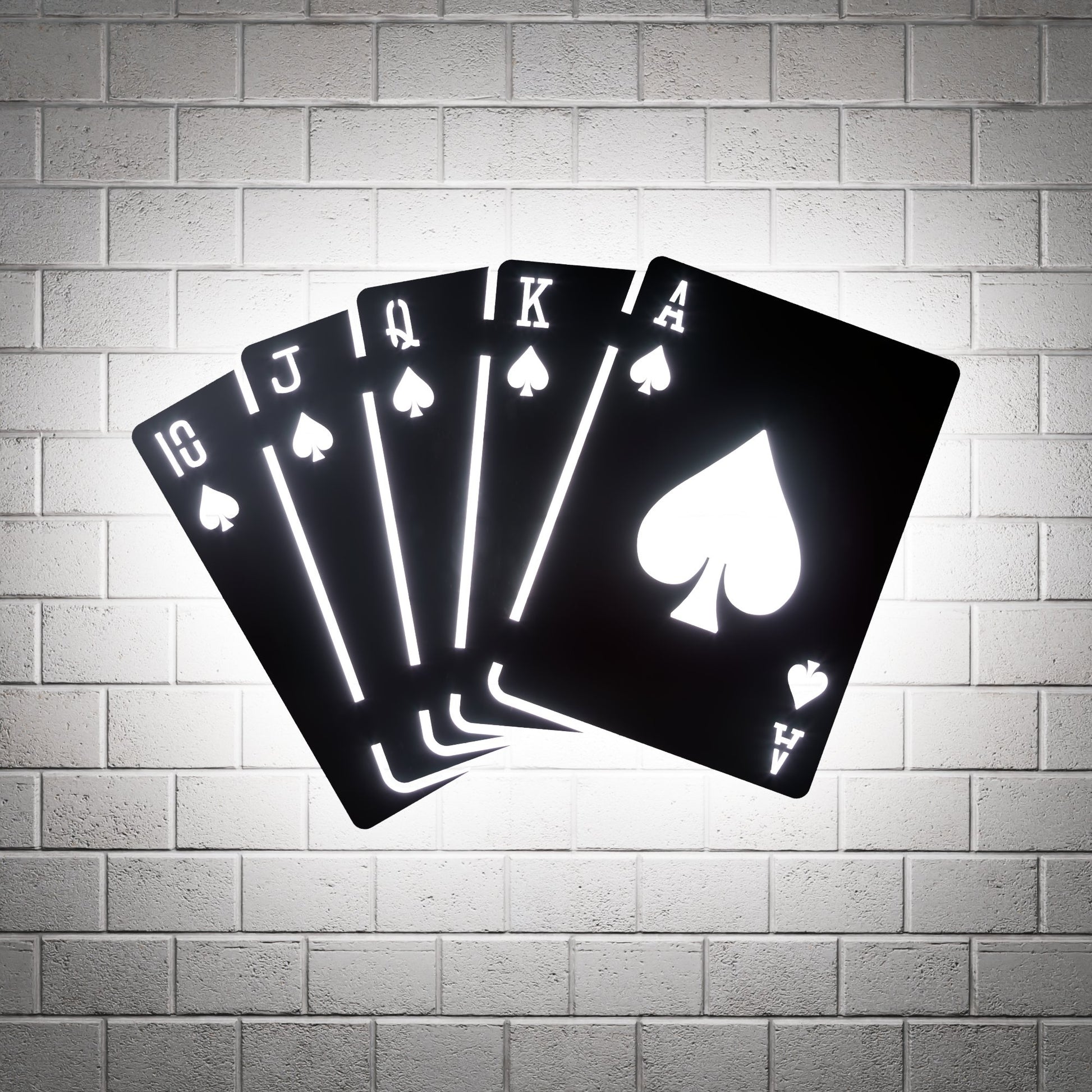 Spades Royal Flush RGB Led Wall Sign: Poker - Kutalp