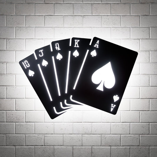 Spades Royal Flush RGB Led Wall Sign: Poker - Kutalp