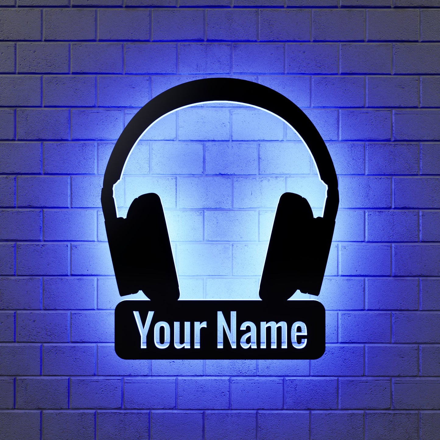 Wireless Headphone RGB Led Wall Sign Personalized - Kutalp