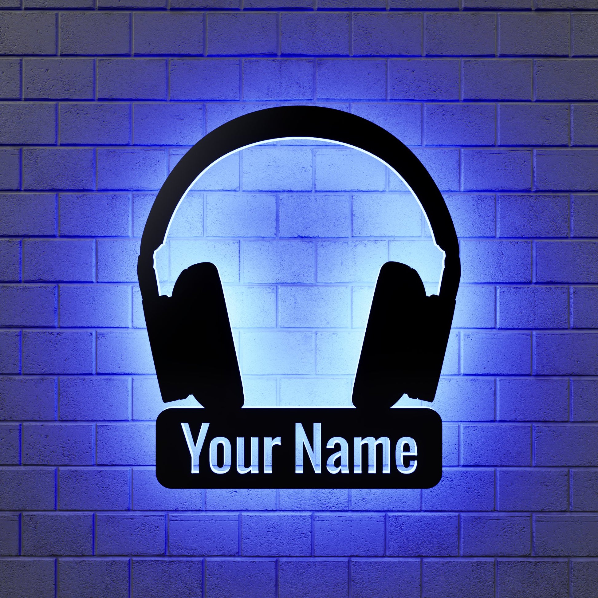 Wireless Headphone RGB Led Wall Sign Personalized - Kutalp