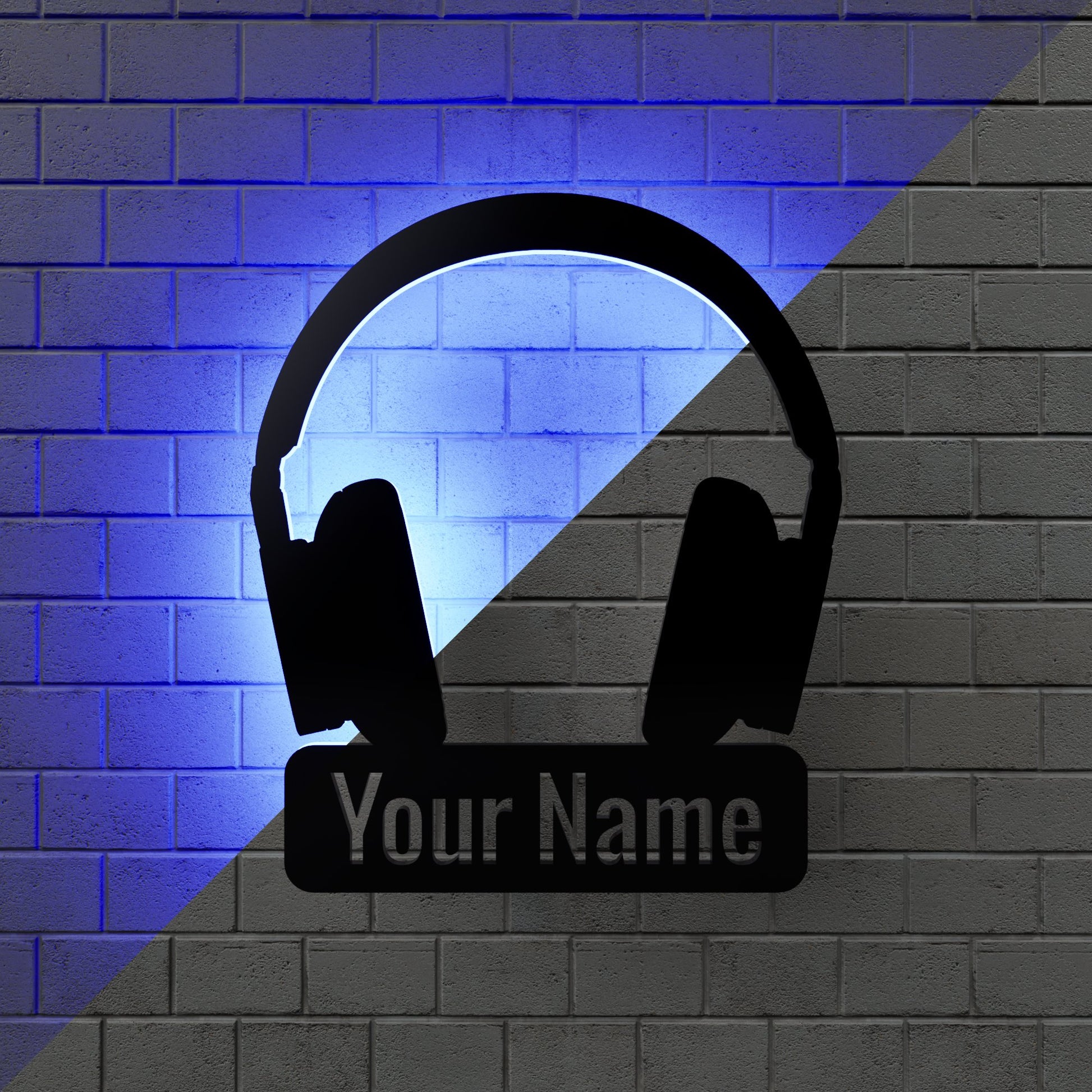 Wireless Headphone RGB Led Wall Sign Personalized - Kutalp