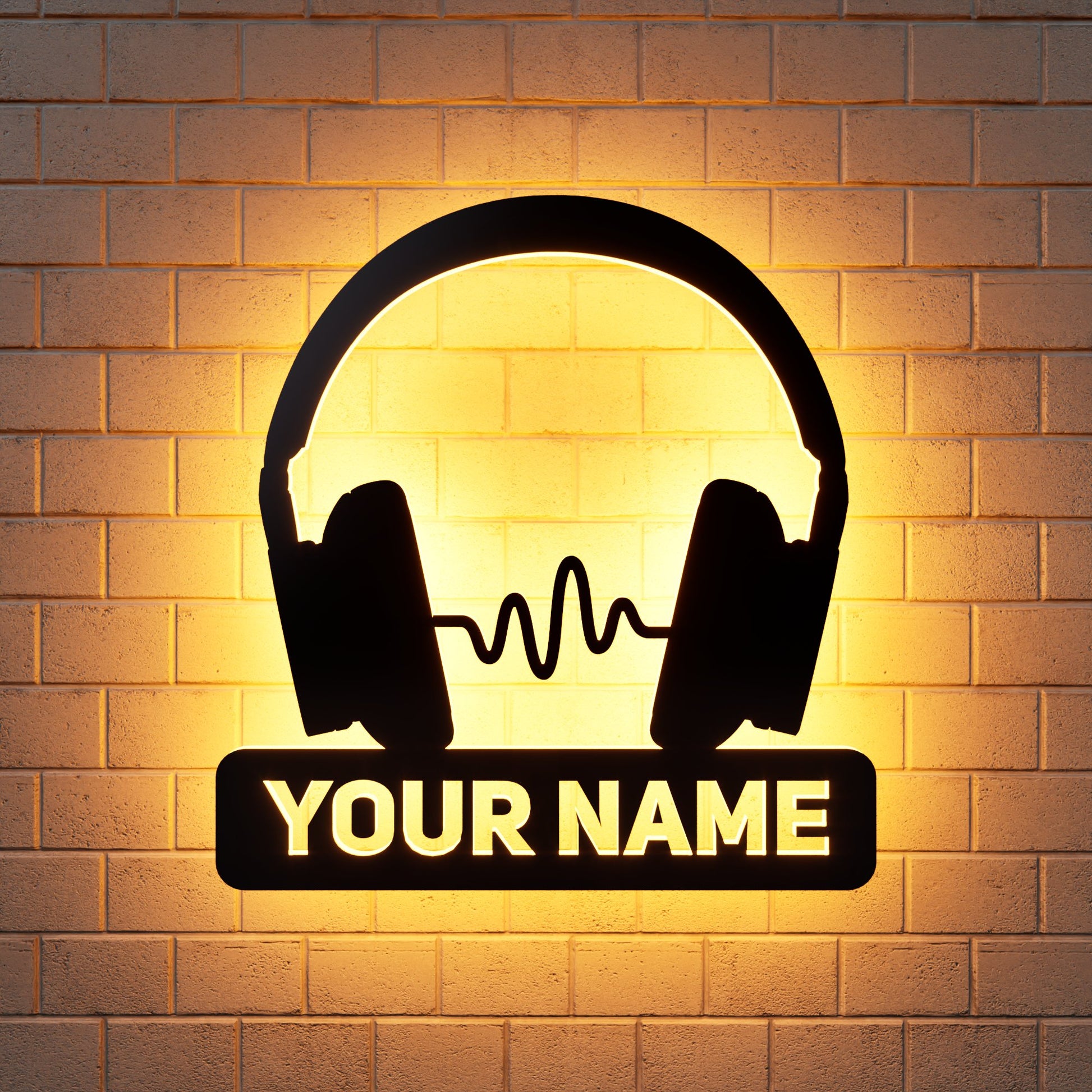 Wireless Headphone Wave RGB Led Wall Sign Personalized - Kutalp
