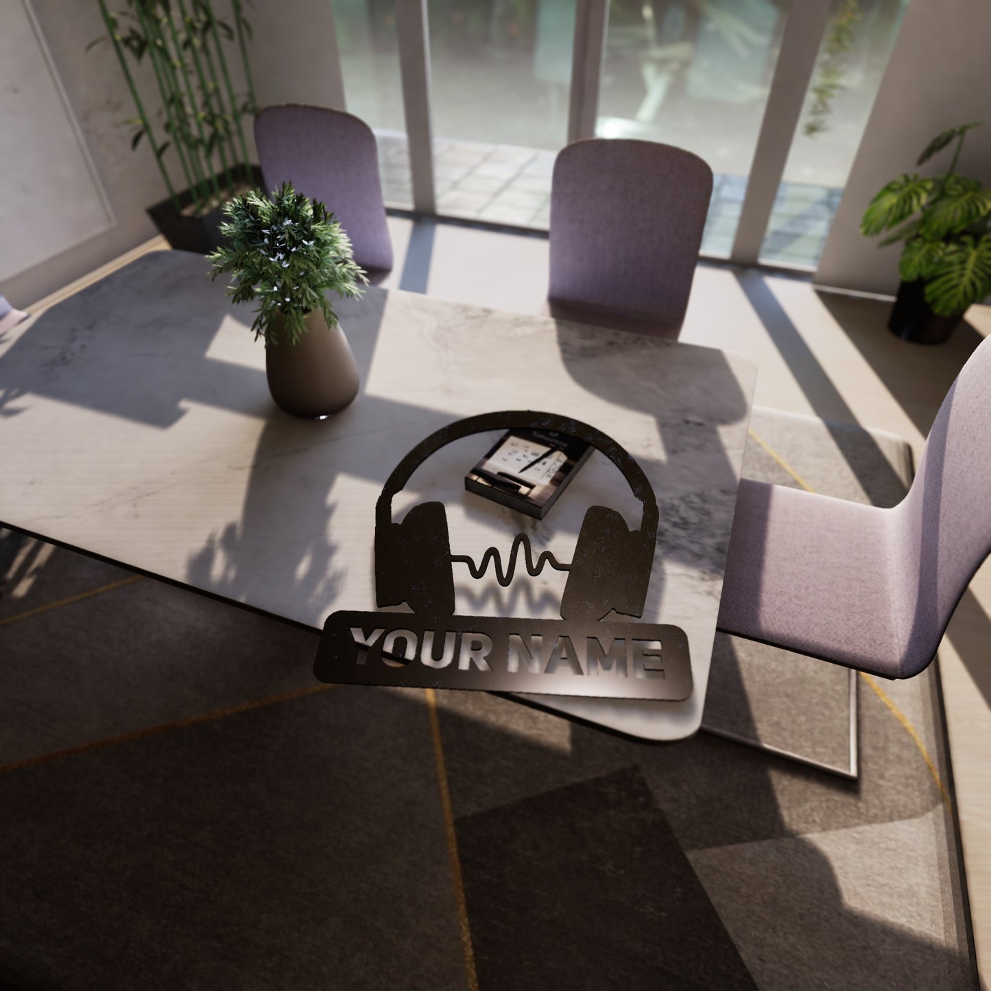 Wireless Headphone Wave RGB Led Wall Sign Personalized - Kutalp